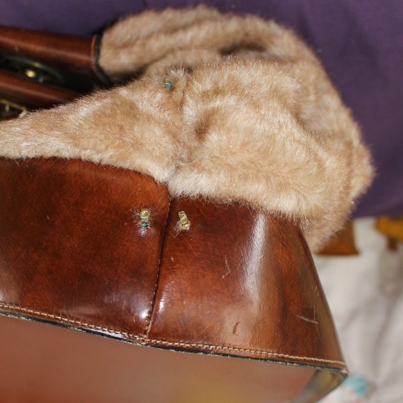 Vintage Faux Fur and Leather Large Handbag and/or Tote - Picture 12 of 13